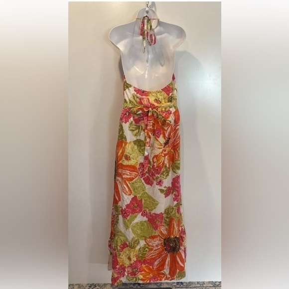 Anthropologie Lil Manambe Floral Silk Halter Maxi Dress Womens Size 6 (1364)‎ - Picture 3 of 5